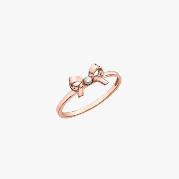 Rosegold Ring mit Schleife und Perle