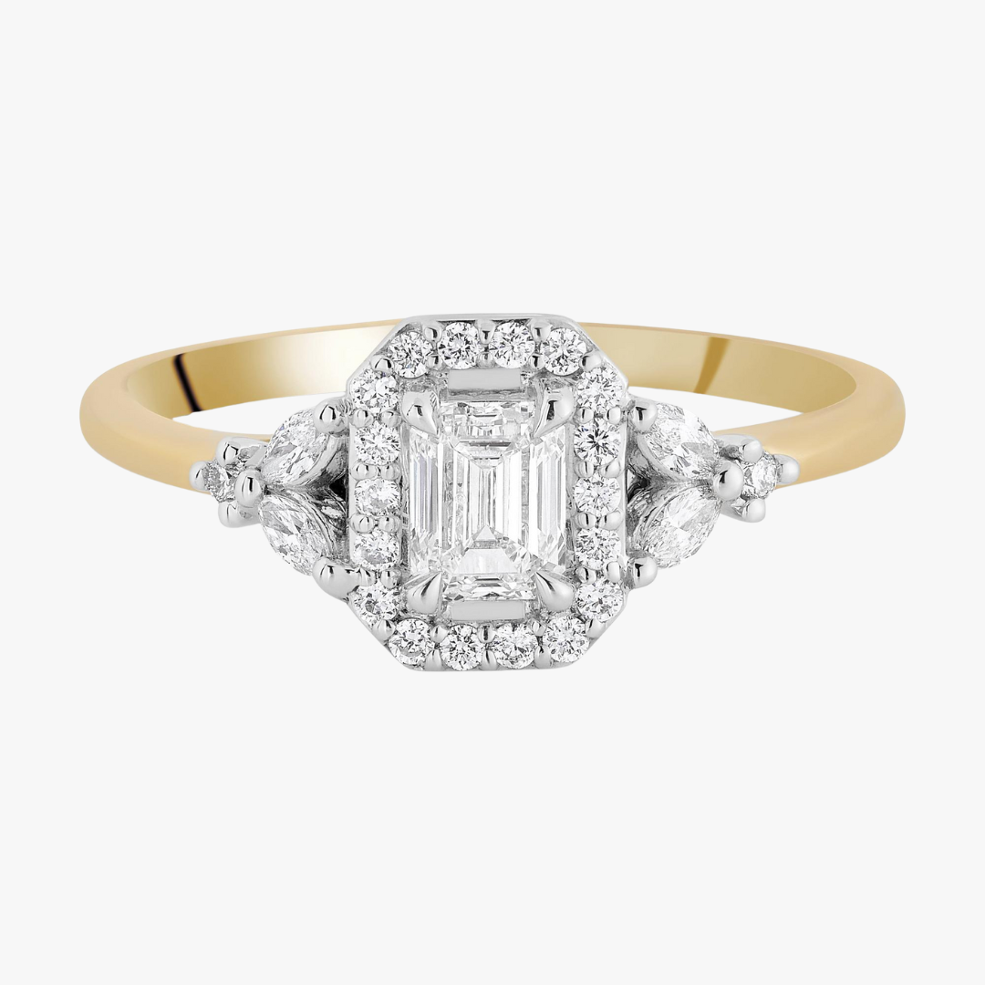 Verlobungsring mit Smaragdschliff Diamant