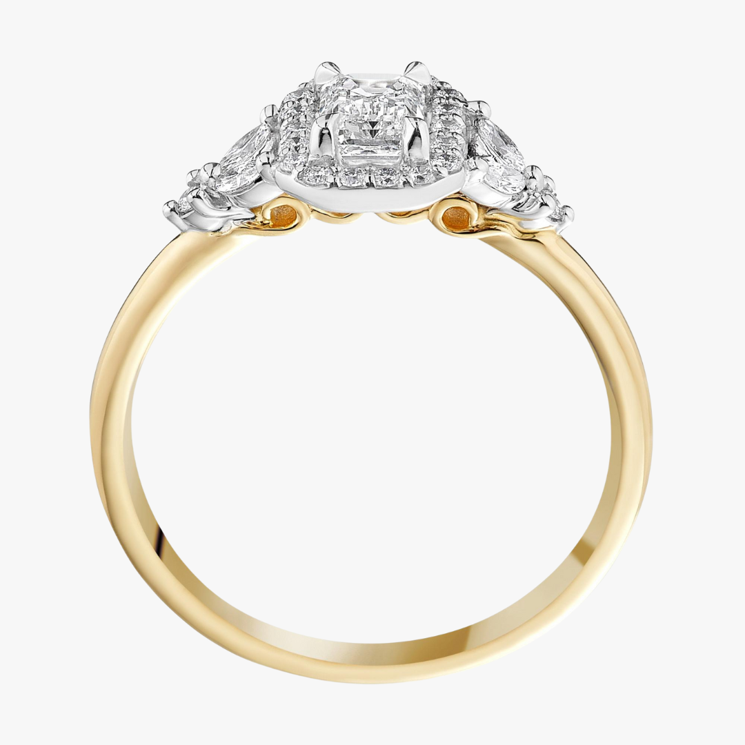 18kt Verlobungsring mit Smaragdschliff Diamant