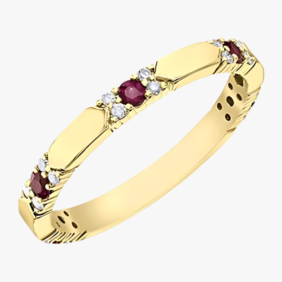Weddingband mit Sapphire & Diamanten in Gelbgold
