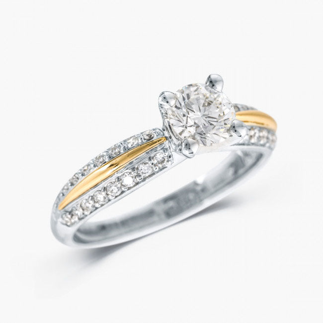 Gelb-und Weißgold Diamant Verlobungsring von Maple Leaf Diamonds