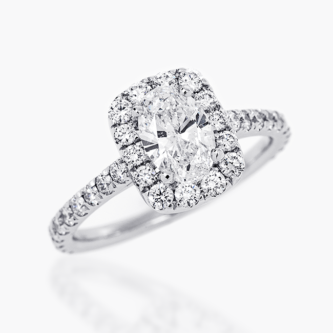 Diamond ring 18kt white gold with 0.80ct diamond