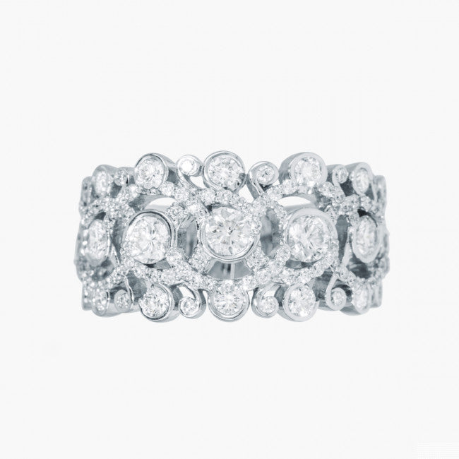Diamond ring 14kt white gold with 1.78ct diamonds
