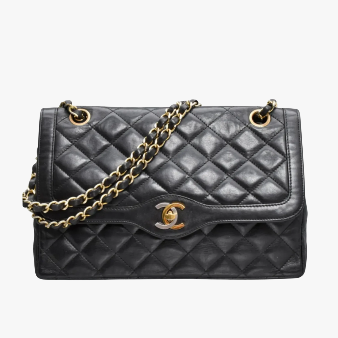 Chanel Bicolor Double Flap Tasche in Schwarz