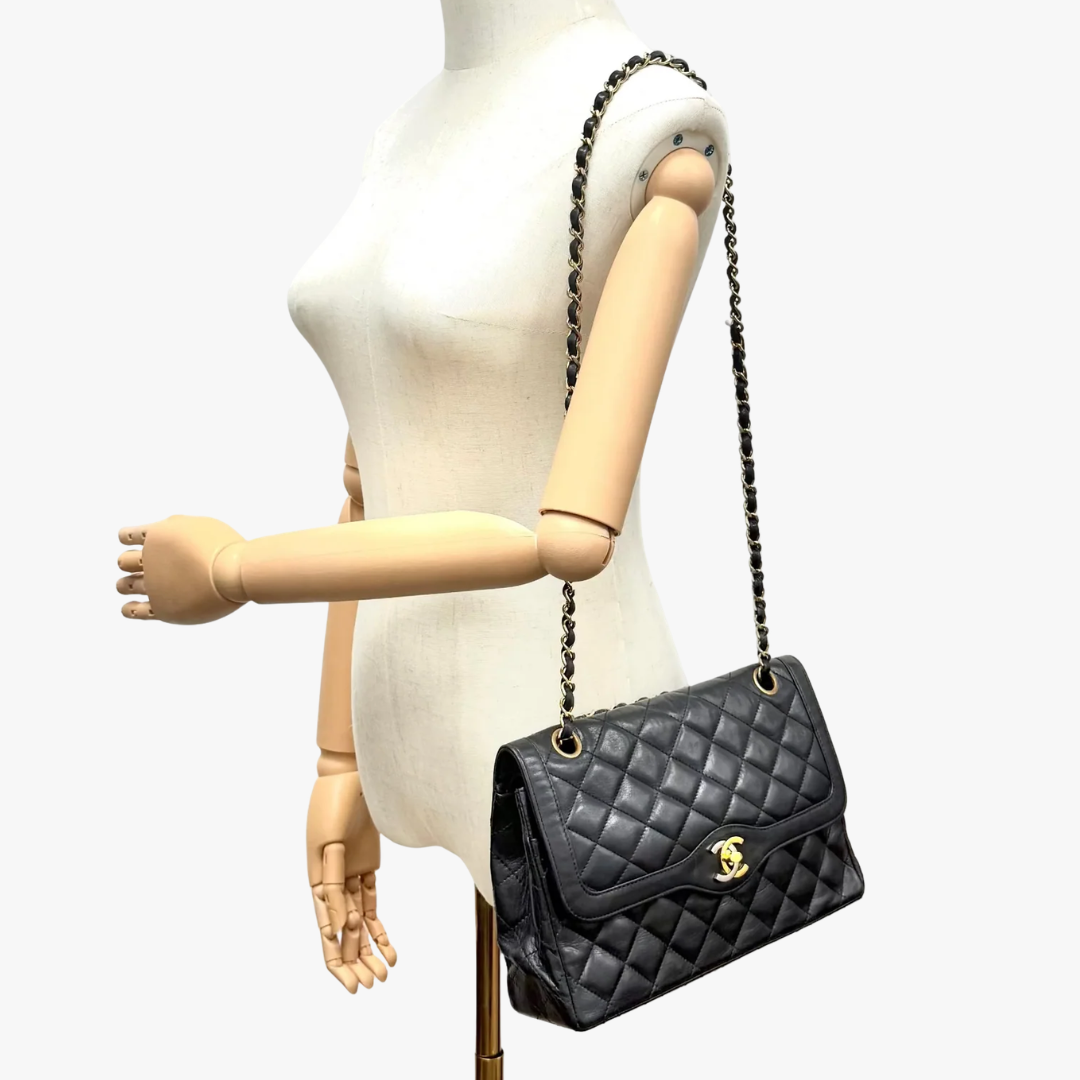 Chanel Bicolor Double Flap Tasche in Schwarz