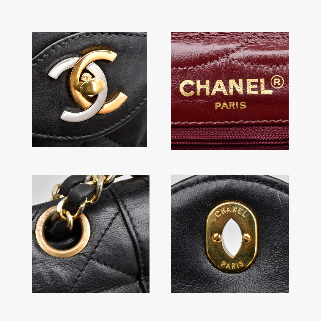 Chanel Bicolor Double Flap Tasche in Schwarz