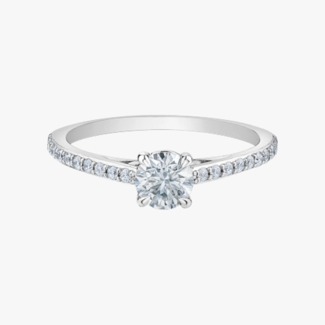 Verlobungsring unter 1500€ in Weißgold mit Labor Diamant Rund