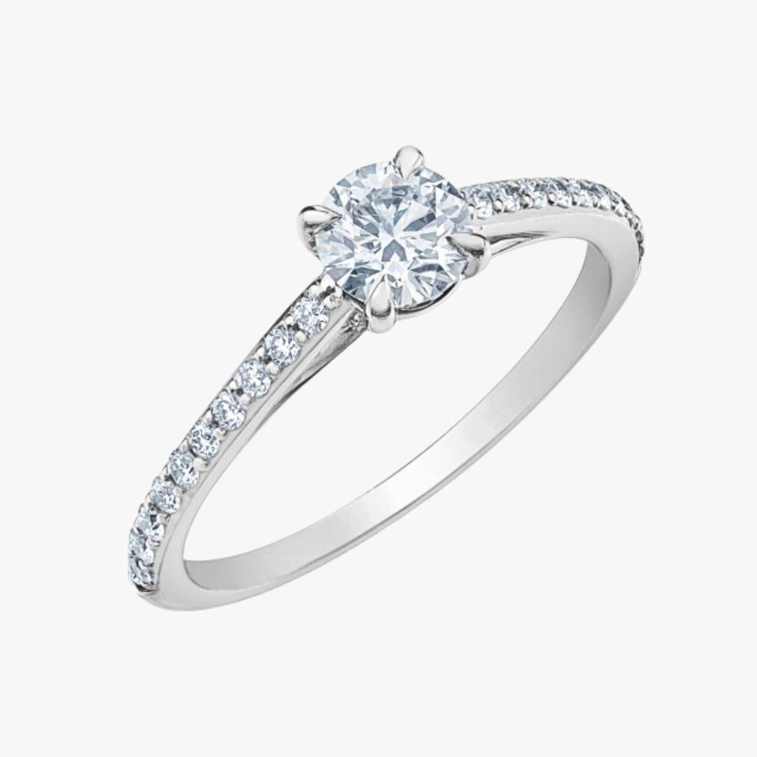 Verlobungsring unter 1500€ in Weißgold mit Labor Diamant Rund