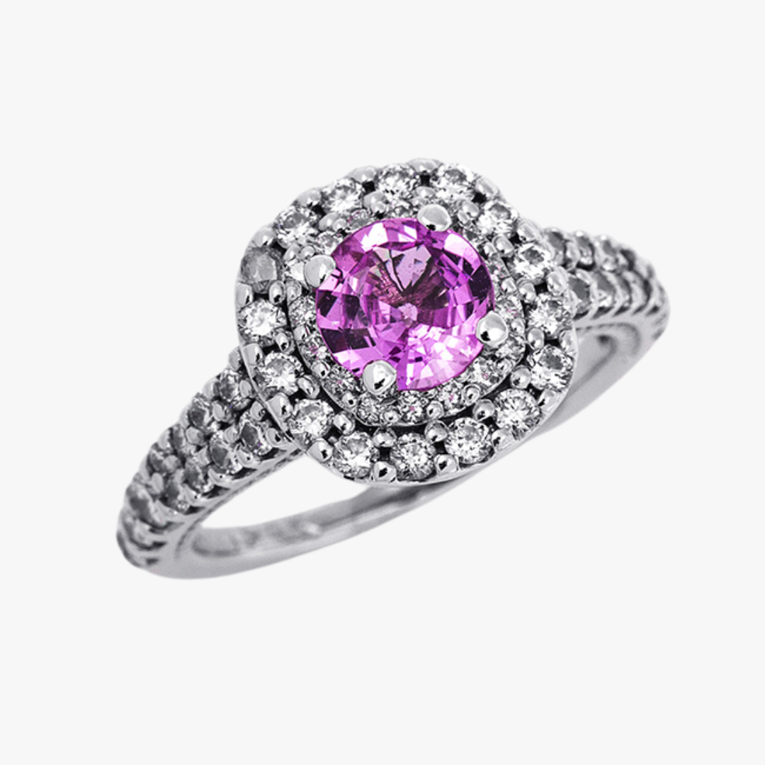 Diamant Ring mit pinken Saphir Stein
