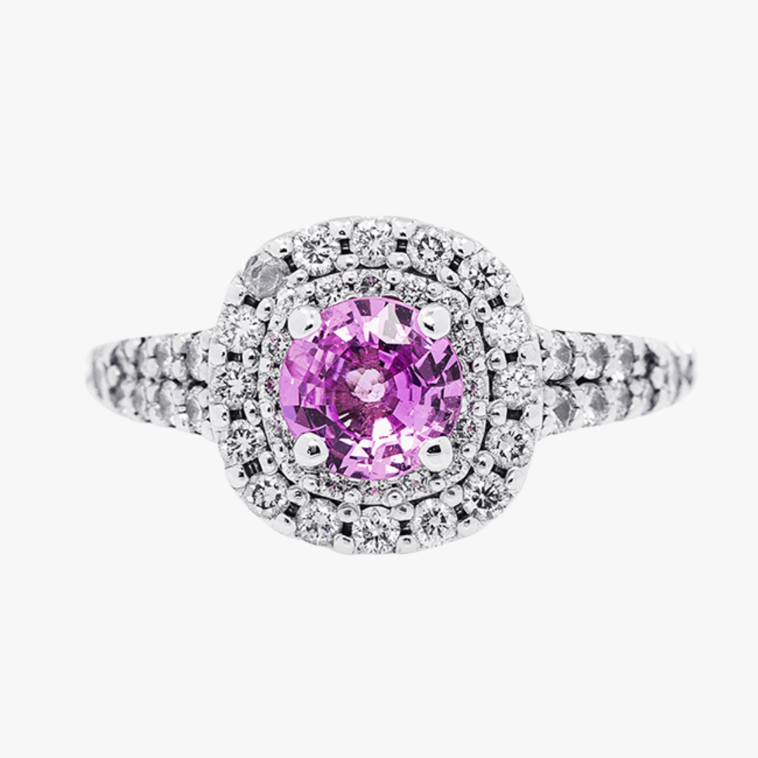 Diamant Ring mit pinken Saphir Stein
