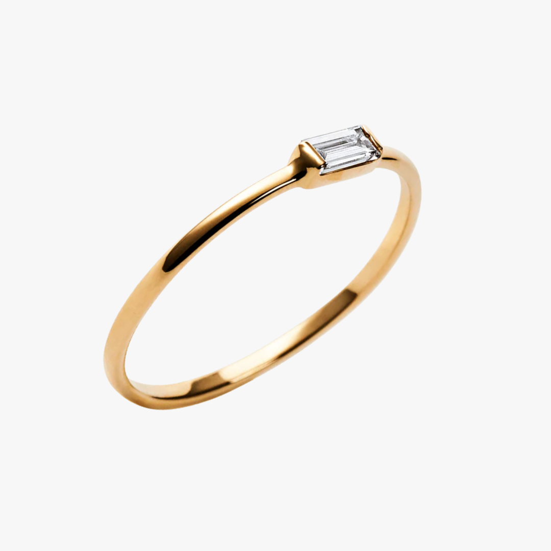 Mini Diamantring mit Baguetteschliff