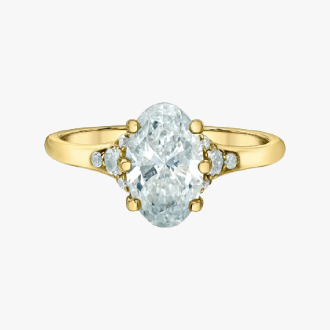 Verlobungsring Oval Labgrown in Gelbgold