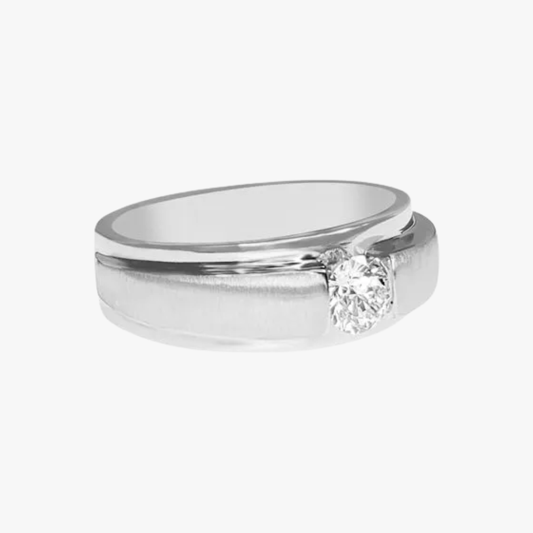 Herrenring 14ct Weißgold mit 0.55ct Diamant