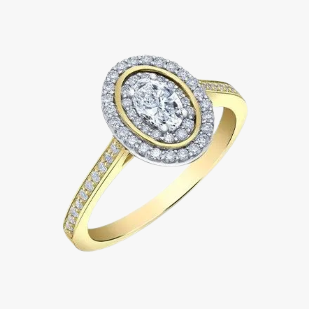 Illusionring 14kt Gelb- und Weißgold mit 0.82ct Diamanten