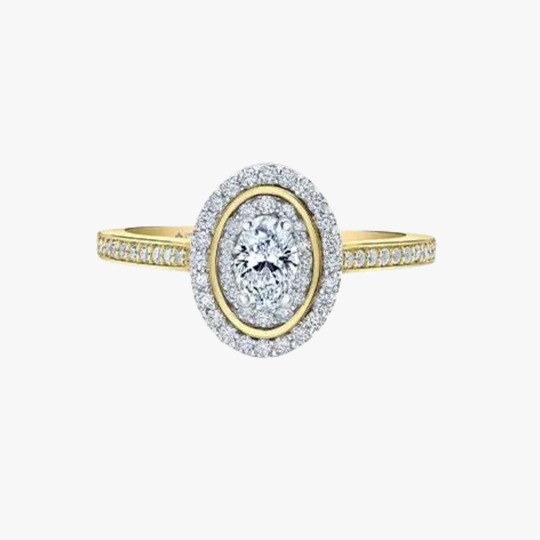 Illusionring 14kt Gelb- und Weißgold mit 0.82ct Diamanten