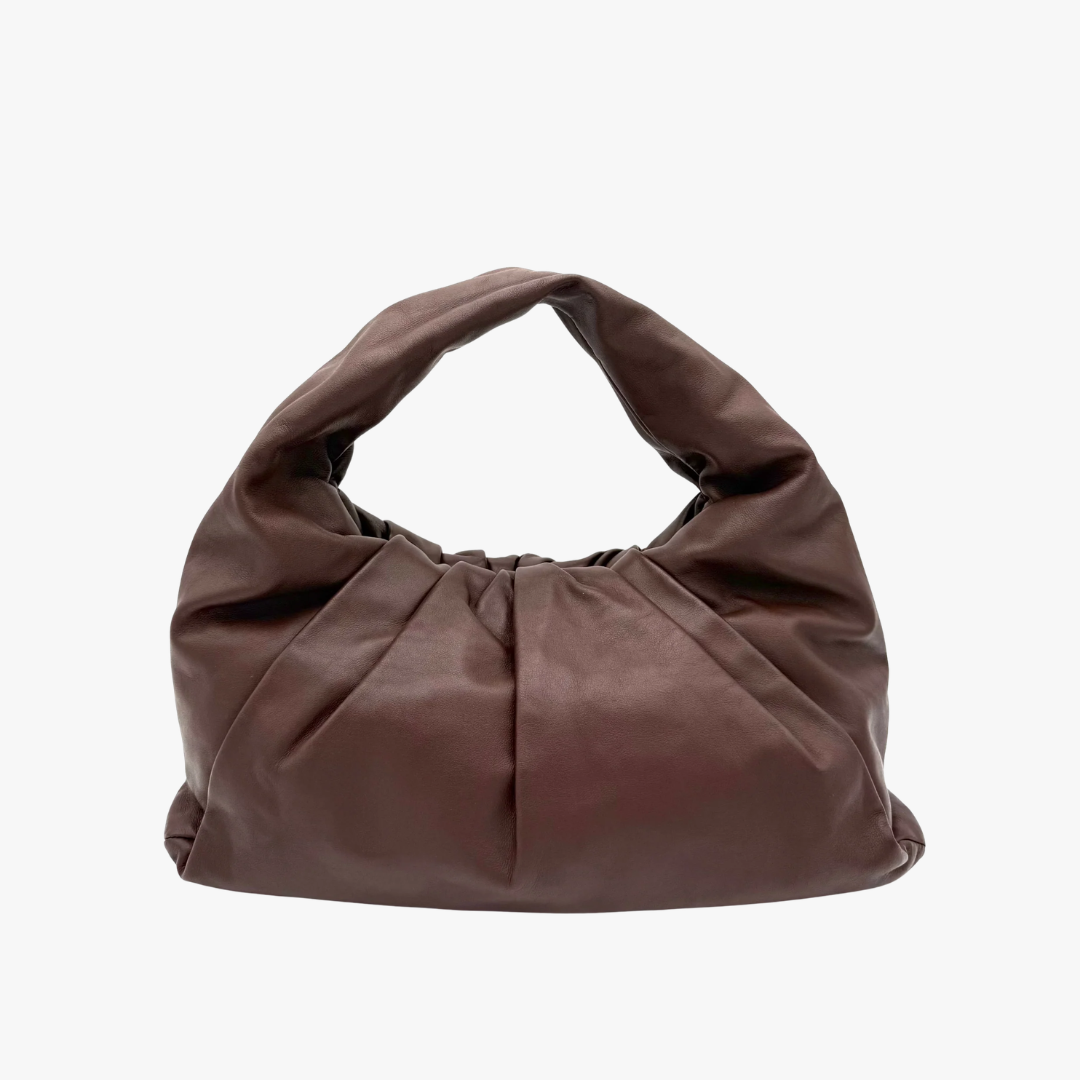 Bottega Veneta Calfskin Chocolate Leather Shoulder Pouch