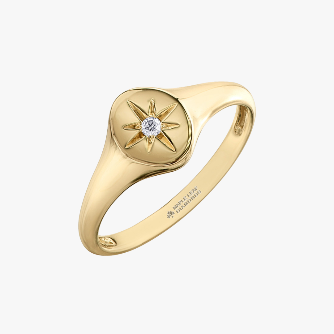 Diamant Ring mit Stern in Gelbgold