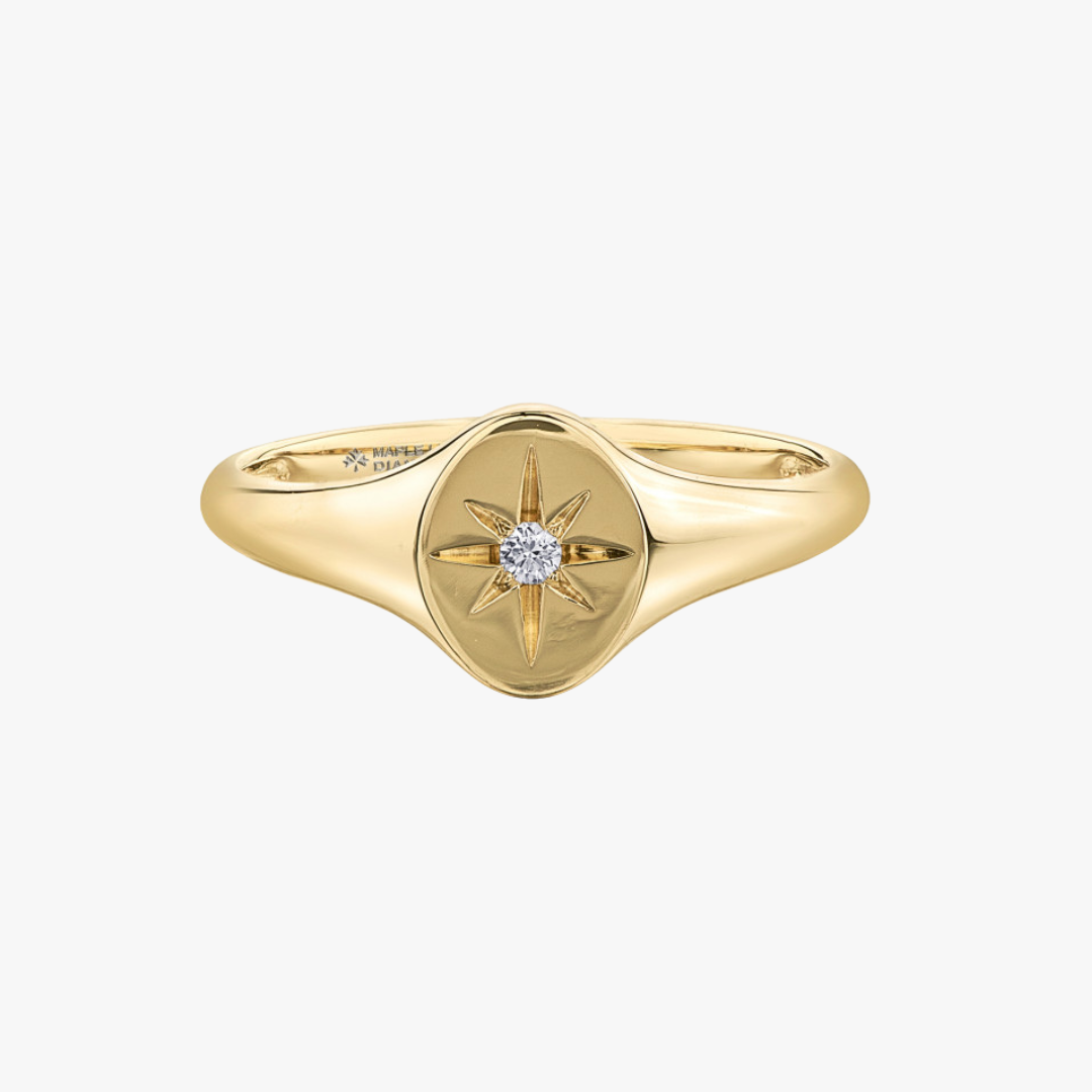 Diamant Ring mit Stern in Gelbgold
