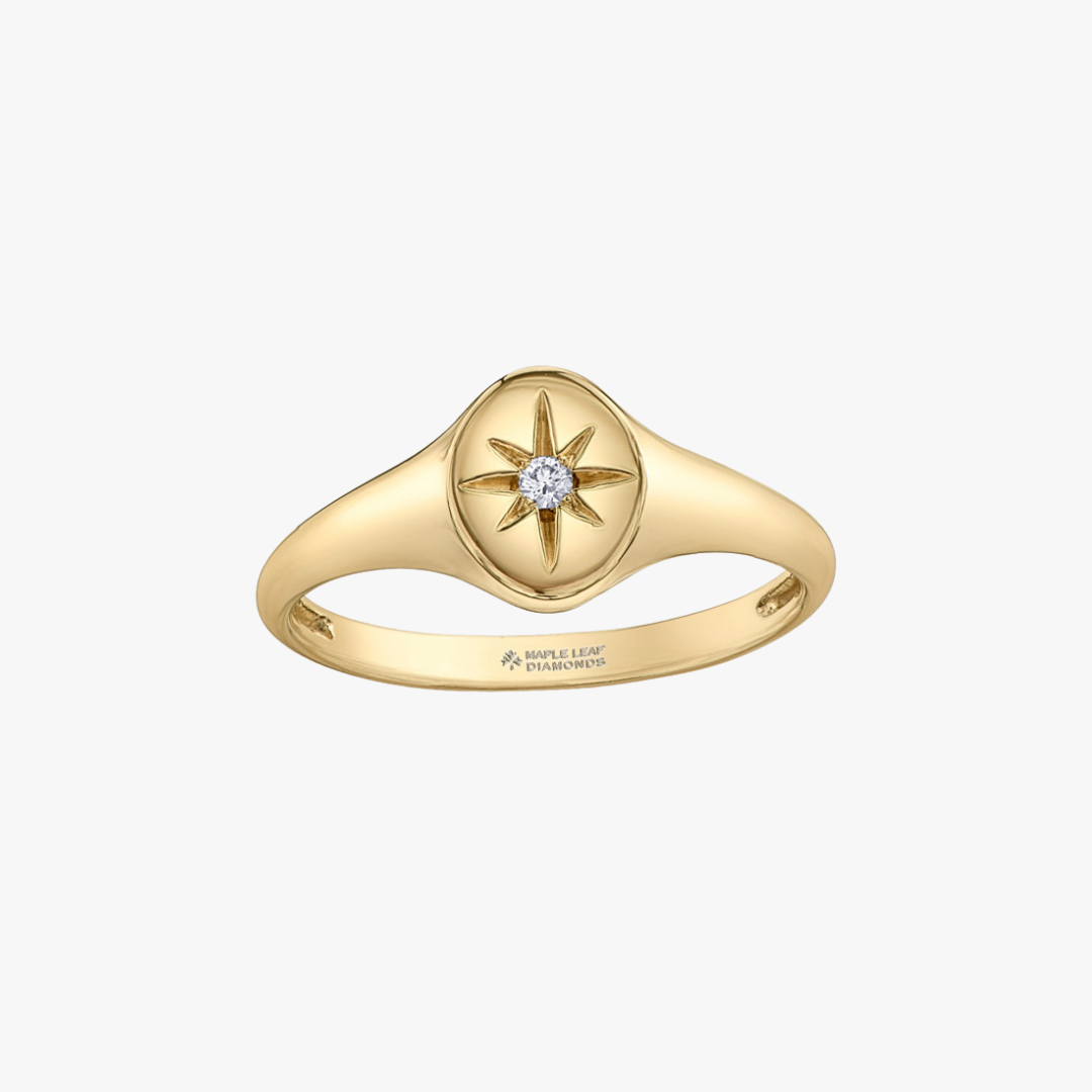 Diamant Ring mit Stern in Gelbgold