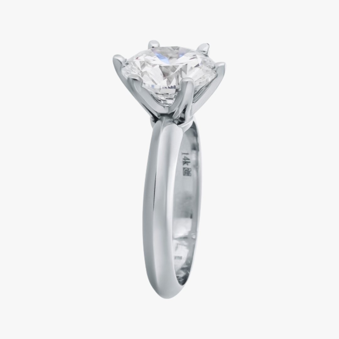 Lab-Grown solitaire ring 14kt white gold with 4.01ct diamond