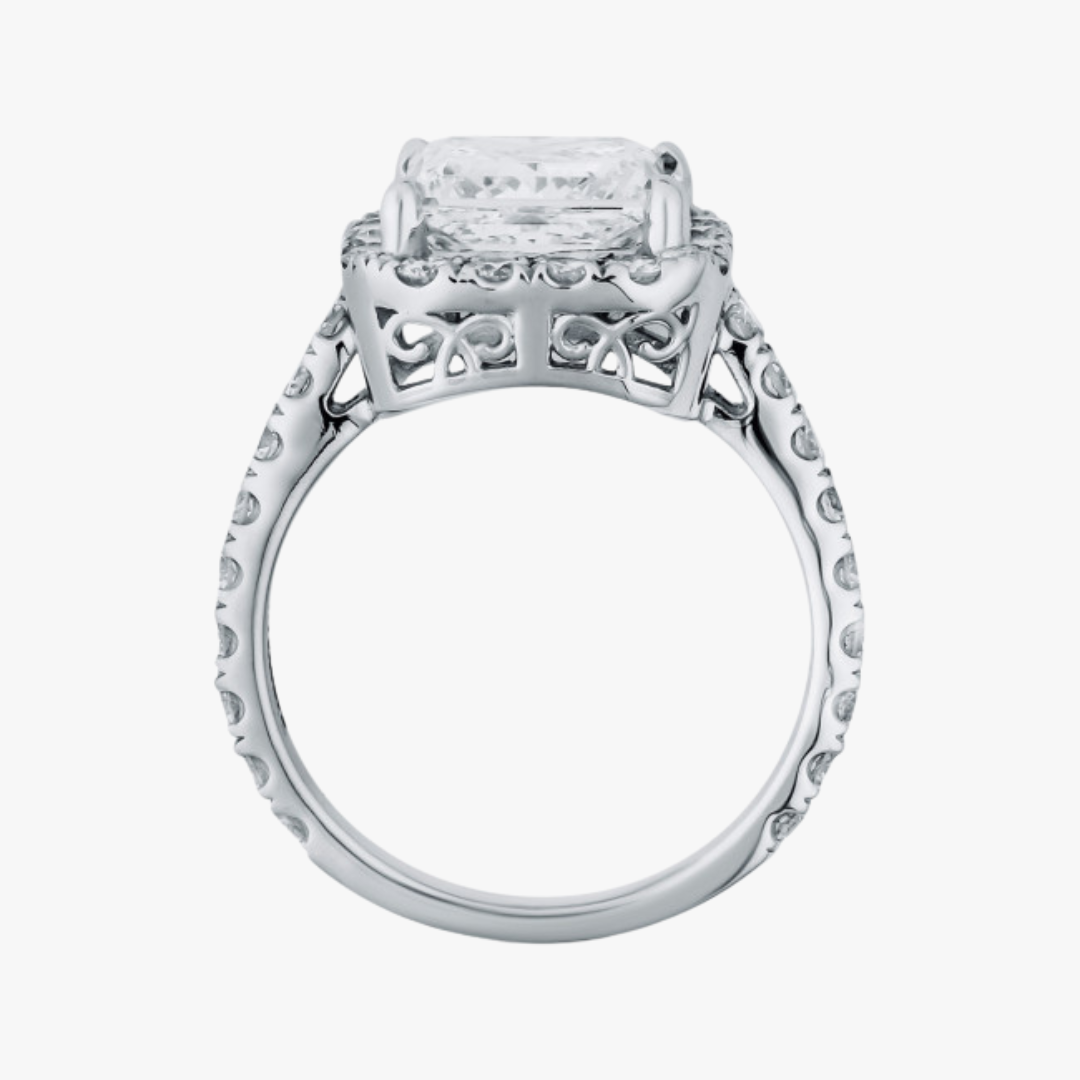 Lab-Grown Engagement Ring 14kt White Gold with 3.18ct Princess Diamond