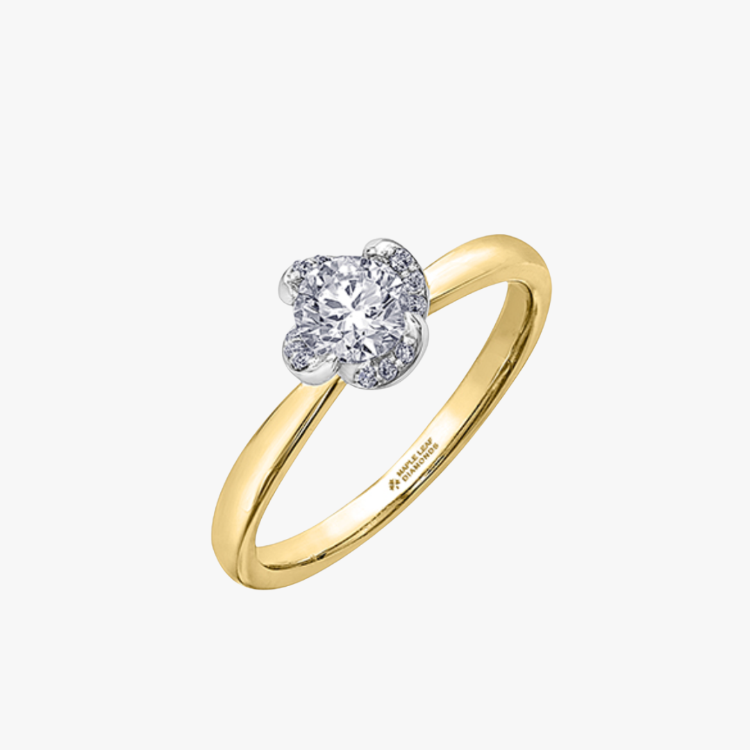 Maple Leaf Verlobungsring mit Natur Diamant