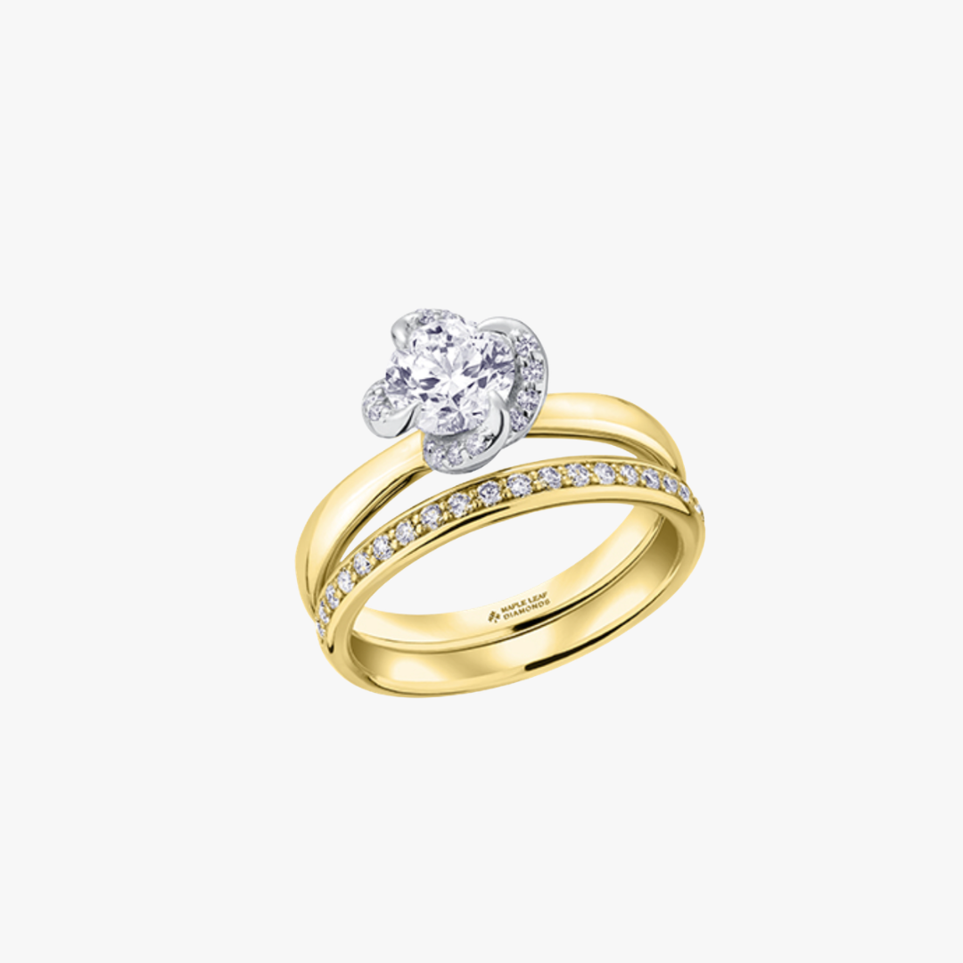 Maple Leaf Verlobungsring mit Natur Diamant