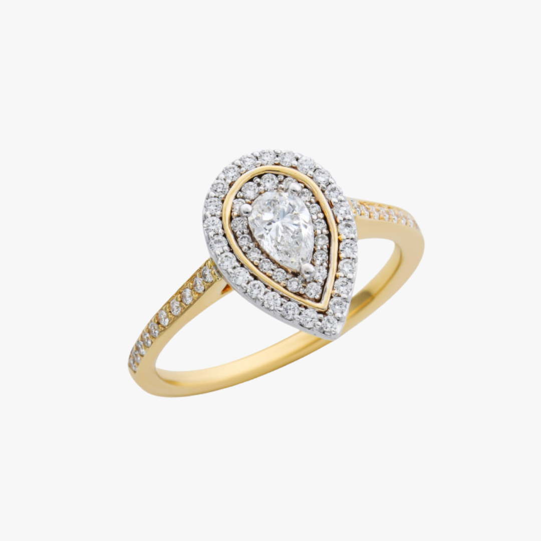 Verlobungsring 14kt Gelbgold mit 0.30carat Pear-shape Diamant