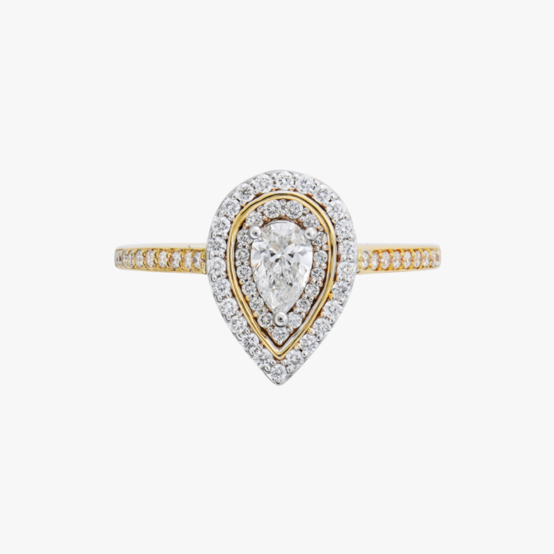 Verlobungsring 14kt Gelbgold mit 0.30carat Pear-shape Diamant