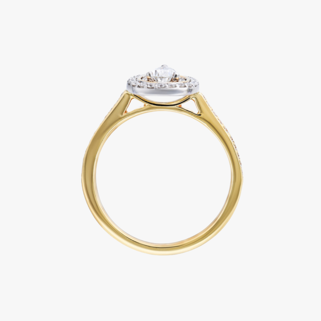 Verlobungsring 14kt Gelbgold mit 0.30carat Pear-shape Diamant