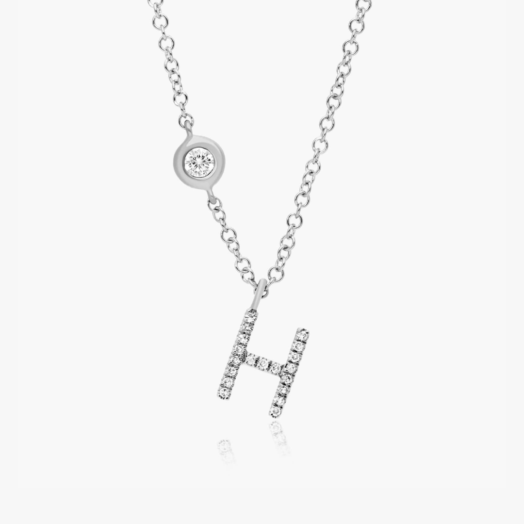 Diamant Halskette H in Weißgold