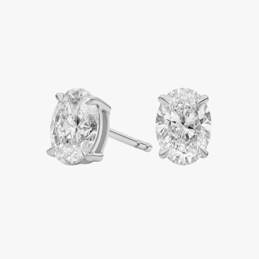 Oval Diamant Ohrstecker 