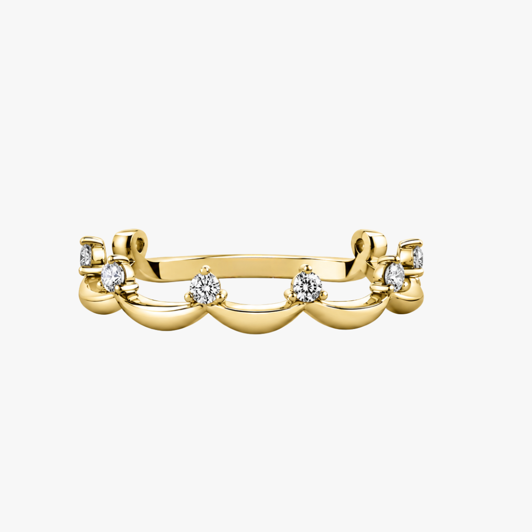 Kronen Diamant Ring in gelbgold mit Natur Diamanten
