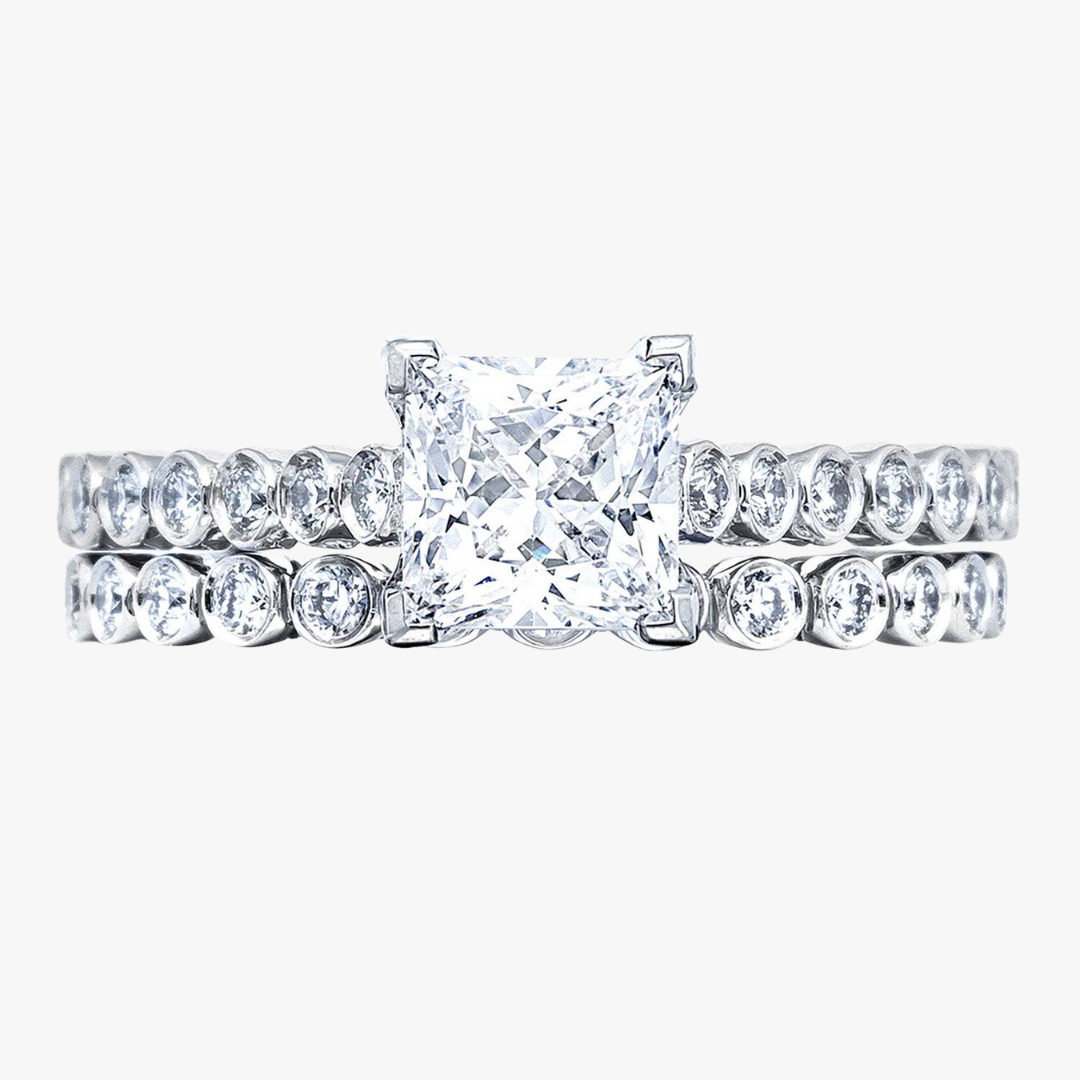 Verlobungsring 18kt Weißgold mit 1.02ct Lab-Grown Diamant im Princess-Schliff