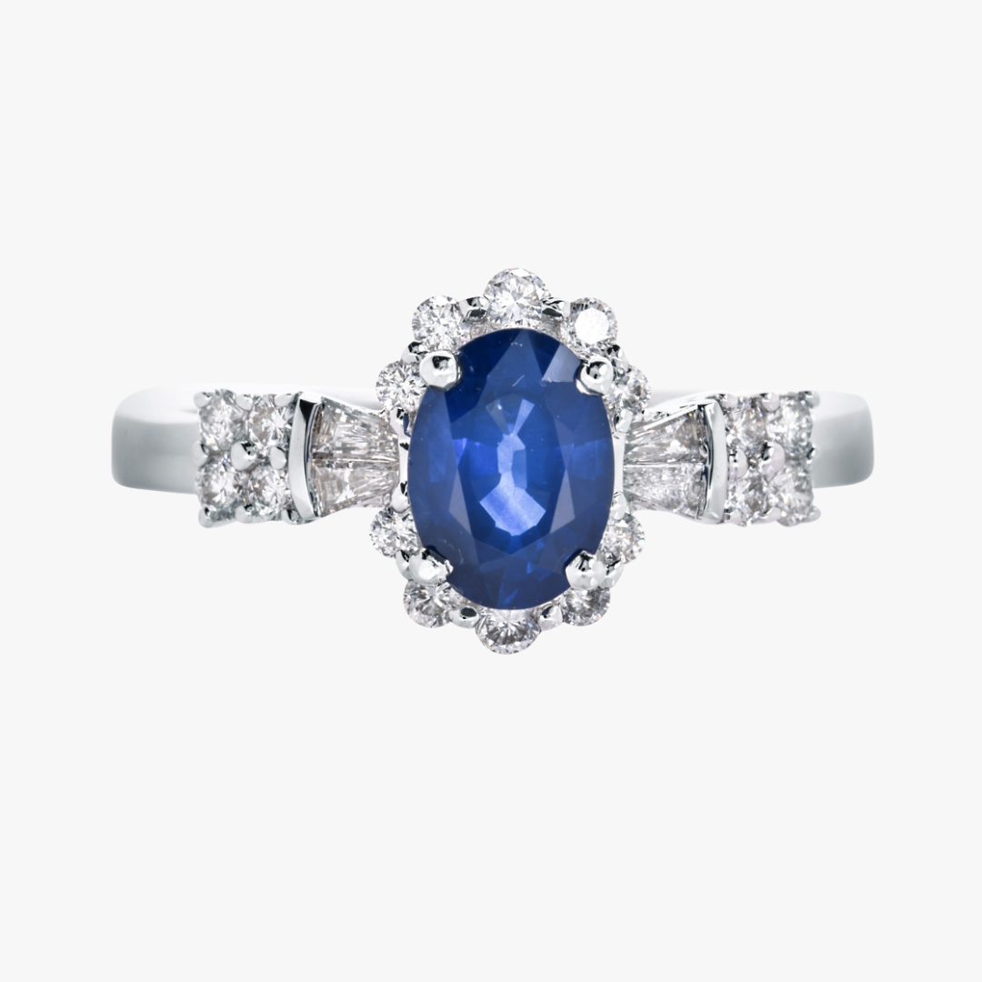 Diamant Sapphire Verlobungsring in Weißgold