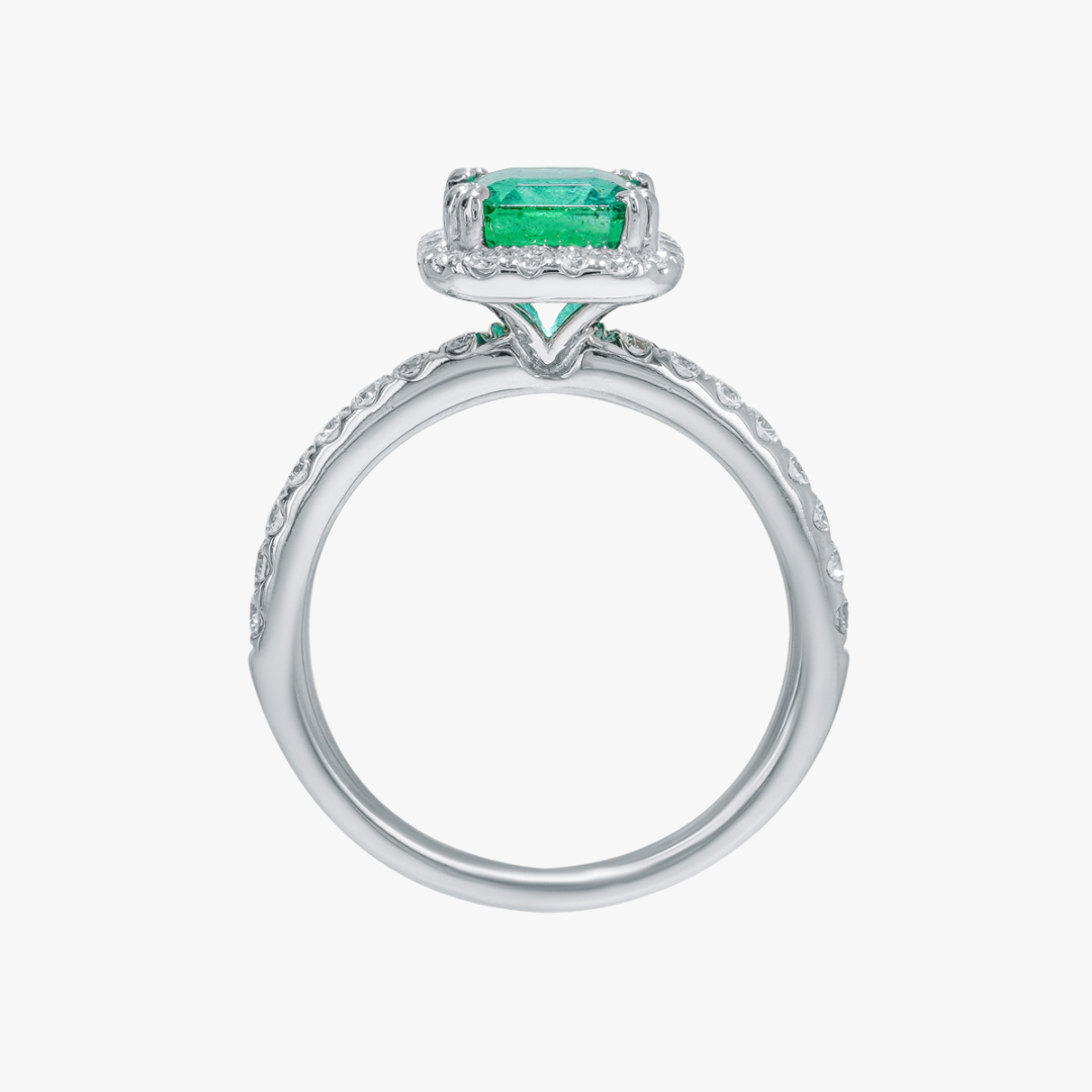 Samaragd Diamant Verlobubgsring in Weißgold